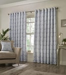 Paoletti Contemporary Horto Ringtop Eyelet Curtains, Blue, 168 x 229cm