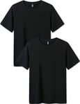 LAPASA Lot de 2 T-Shirts Homme en Micromodal Uni Manches Courtes Maillots de Corps Doux et Confortable M07 Col Rond Noir XXL