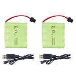 ZYGY 2PCS AA 4.8V 800mAh Rechargeable Prise SM2P de Batterie de Voiture Jouet RC RC Camion Cascadeur Voiture Pelle Jouet Voiture Batterie et Accessoires 2PCS câble de Charge USB