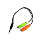 3.5mm Stereo Headphone Microphone Audio Splitter Cable Adapter Male to 2 Female