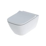 WC à fond creux Geberit SMYLE Square Rimfree fermé. Forme avec siège de toilette blanc