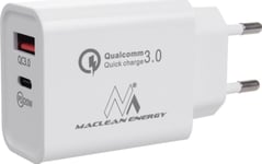 Maclean 20W Power Charger, Pd, Power Delivery, Qualcomm Quick Charge, Qc 3.0, 5V3a/9V2.22A/12V1.67A, Baltas, Mce485w