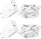 Chargeur Usb C Pour Iphone 15 Charge Rapide, 2-Pack 20 W Chargeur Rapide Avec Câble 2m Compatible Avec Iphone 15/15 Plus/15 Pro/15 Pro , Galaxy S24 S23 Ultra, Type C Adaptateur Rapide Tête[X3662]