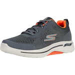 Skechers Homme Gowalk Arch Fit-Athletic Workout Walking Shoe with Air Cooled Foam Basket, Anthracite/Orange, 42 EU Large