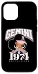 Coque pour iPhone 12/12 Pro Gemini 1974 Perle Anniversaire Afro Zodiaque Reine