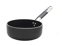 Agnelli Casserole Basse Alblack en Aluminium de 5 mm D'épaisseur Fond Induction de 10 mm D'épaisseur avec Manche Tubulaire Cool-Acier Inoxydable-Noir