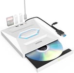 Lecteur Cd Dvd Externe Usb C Portable Cd/Dvd +/-Rw Lecteur Dvd Avec Lecteur De Carte Sd Usb 3.0 Hub Usb C Graveur Cd Rom Compatible Avec Ordinateur Portable Pc De Bureau Windows Linux Os Apple