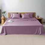 LINENWALAS Super King Bed Sheet Set, 100% Organic Bamboo Bedding, Soft Cooling Silk Sheets Set included 1 Fitted Sheet, 1 Flat Sheet & 2 Pillowcases (Superking, Lilac)