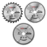 Saxton TCT Lot de 3 lames de scie circulaire 150 mm x 20 mm alésage 24, 48 et 60 dents + anneau de 16 mm et 10 mm Compatible avec Ryobi Bosch Makita Dewalt.[G190]