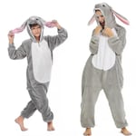 Stor öron kanin kostym pyjamas onesie kigurumi jumpsuit nattkläder djur hoodie för vuxna barn XL