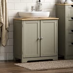 Bath Vida Priano Under Sink Bathroom Cabinet Floor Standing Storage Cupboard Basin Unit, Grey & Oak