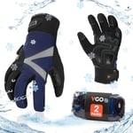 Vgo... 2Paires gants travail hiver étanches, utilisation en chambre froide ou congélateur, doublure Thinsulate w/3M, écran tactile(SL8777FW,Bleu,L,2paires)