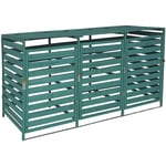 Xl cache poubelle 3/6 places HHG 714, cache poubelle, extensible 110x65x93cm bois massif, vert foncé