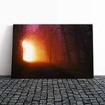 Big Box Art Canvas Print Wall Art Landscape Forest Light at Night | Mounted and Stretched Box Frame Picture | Home Decor for Kitchen, Living Room, Bedroom, Hallway, Multi-Colour, 20x14 Inch