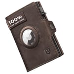 LORZOR® Porte Carte Airtag, Portefeuille Airtag en Cuir Véritable avec Porte-Monnaie, Portefeuille Homme pour 10 Cartes, Minimaliste Porte Carte Homme avec Blocage RFID, Cadeau