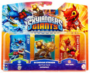 lot 3 figurines skylanders giants pack scorpion striker catapult battle hot dog