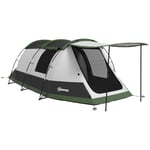 Outsunny Tunnel Tent with Bedroom, Living Room and Porch for 3-4 Man, Green