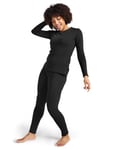 LAPASA Ensemble de sous-Vêtements Thermiques Femme Haut & Bas Maillot de Corps Manches Longues & Pantalon Chaud Automne/Hiver Noir M