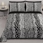 PETTI Artigiani Italiani - Single Bedspread, Single Quilt, Primaverile Double Face Solid Color and Digital Print, Animalier Black, 100% Made in Italy