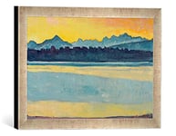 Kunst für Alle 'Encadré Image de Ferdinand Hodler La Baie de Genève avec Le Mont-Blanc Lever de Soleil Impression d'art dans Le Cadre de Haute qualité Photos Fait Main, 40 x 30 cm, Argent, Raya