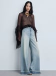 Mango Devin High Rise Wide Leg Jeans, Sky Blue