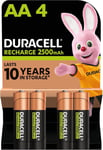 Duracell Rechargeable AA Batteries (Pack of 4), 2500 mAh NiMH, Pack 4 