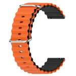 20 mm universellt dubbelfärgat klockarmband i silikon - Orange / Svart Orange