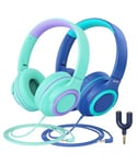 iClever Casque Audio Enfants, Volume Sécurisé Limité 85 DB – Casque pour Enfant Filaires avec Répartiteur de Partage, écouteurs Stéréo Pliables sans Enchevêtrement pour l'école/Tablette/Voyage