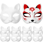 10 st Vita masker Pappersmasker Blank Cat Mask för att dekorera självmålande maskerad Cosplay Party