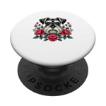 Roses Flowers Miniature Schnauzer Schnauzers PopSockets Adhesive PopGrip