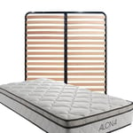 Provence literie Matelas + Sommier Alona a Ressorts + Memoire de Forme 80 Kg/m3-140x190 Hauteur +/- 25,5 cm - Accueil Moelleux - Soutien Equilibre - 5 Zones de Confort -