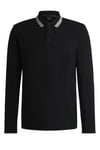 BOSS Green Mens Plisy Long Sleeved Polo Shirt Charcoal - Grey - Size Large