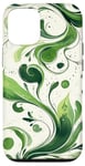 iPhone 14 Green Nature Plants White Backround Swirling Pattern Case