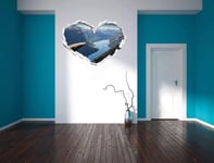 KAIASH 3d Wall Sticker View of the beautiful valley, heart shape in 3D look, wall or door sticker, wall sticker, wall sticker, wall decoration 62x43cm