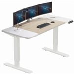 160x76cm Bureau Assis-debout Réglable en Hauteur Électrique Structure en Acier, Chêne/Blanc