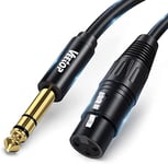 Veetop Câble XLR 3m Femelle vers TRS Mâle 6,35MM, Câble Jack Stero TRS équilibré vers XLR Convient pour haut-parleurs, scènes, DJ, consoles audio de studio