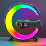 Multifunktion Trådlös Laddningsplatta Stativ Högtalare TF RGB Nattlampa 15W Snabbladdningsstation för iPhone Samsung Xiaomi Huawei- Perfet Black