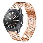 DEALELE Strap Compatible with Samsung Gear S3 Frontier/Classic/Galaxy Watch 46mm / Galaxy 3 45mm, 22mm Fish-scale Texture Metal Replacement Band for Huawei Watch 3 / GT3 46mm / GT2 46mm, Rosegold