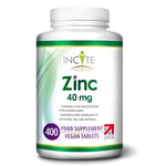 Zinc 40mg | 400 Premium Zinc Supplements Tablets Over 12 Month’s Supply | Maximum Strength Quality Pure Zinc Tablet | Suitable for Vegetarian & Vegans | Made in The UK by Incite Nutrition®