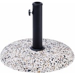 Pied de Parasol Rond en Béton Blanc avec Pierres Incrustées Diamètre 47 cm Structure Solide et Stable de 21 Kg Beliani