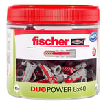 fischer - Cheville bi-matière et tous matériaux DuoPower 8x40 / RoundBox de 80 chevilles Gris et Rouge 535982