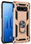 hyujia Compatible pour Coque Samsung Galaxy S10 Plus Housse Etui(Or) Coque Armor Box Anti-Choc Bumper Rigide Protection,Coque Ultra Mince avec Holder Stand-Béquille[2 Pack*9D Verre trempé](2018)