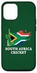 Coque pour iPhone 12/12 Pro Couleurs du drapeau sud-africain Cricket Afrique du Sud