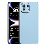 TAUYN Coque pour Xiaomi Mi 11 Lite 4G / 5G / 5G NE, Ultra-Fin Premium PU Cuir Back et Monture en Silicone Souple Etui, Antichoc, Anti-Rayures Bumper Housse. - Bleu