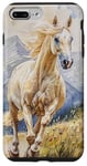 Coque pour iPhone 7 Plus/8 Plus Aquarelle Running Palamino Horse in Meadow