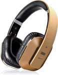 Casque Bluetooth Sans Fil 4.2 aptX Low Latency - EP650 - Circum Auriculaire, Micro Léger Pliable Confortable NFC - Casque Audio Homme Femme Compatible iPhone Android TV Ordinateur Sport - Or