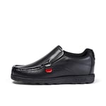 Kickers Junior Boy's Fragma Slip On Moc Toe Comfortable Leather Shoes, Black, 2 UK