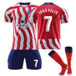 2223 Atletico Madrid Hemmafotbollströja Set med Sockor 7 JOAO FELIX #L