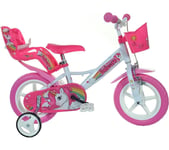 DINO BIKES Unicorn Kids' 12" Bike, Pink,White,Patterned