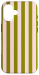 Coque pour iPhone 16 Rose Olive Vert Rayé Mignon Girly Esthétique Preppy Stripe